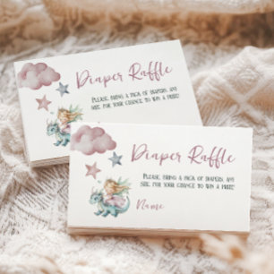 Fairytale Dreamy Dragon Pink Princess Baby Shower  Enclosure Card