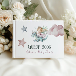 Fairytale Dreamy Dragon Pink Princess Baby Shower  Guest Book