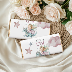 Fairytale Dreamy Dragon Pink Princess Baby Shower  Hershey Bar Favors