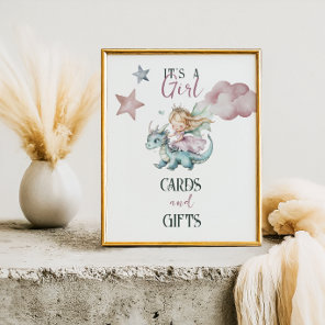Fairytale Dreamy Dragon Pink Princess Baby Shower Poster