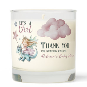 Fairytale Dreamy Dragon Pink Princess Baby Shower  Scented Candle