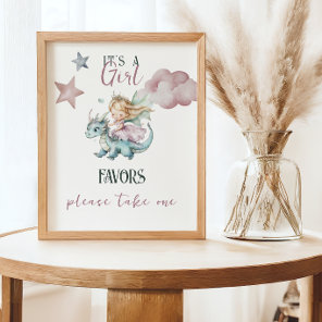 Fairytale Dreamy Dragon Princess Baby Shower Favor Poster