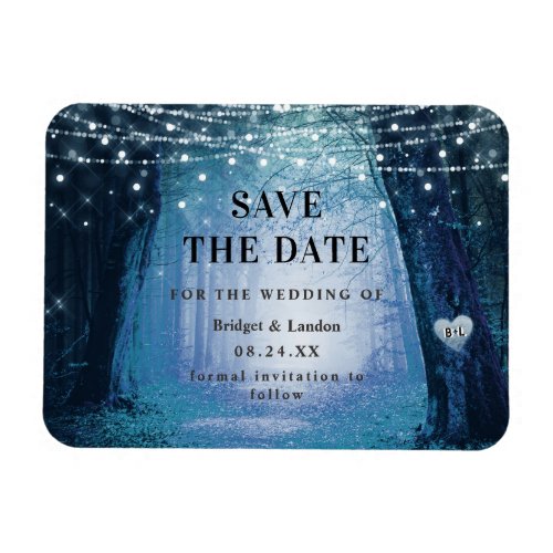 Fairytale Enchanted Forest Blue Save The Date Magnet