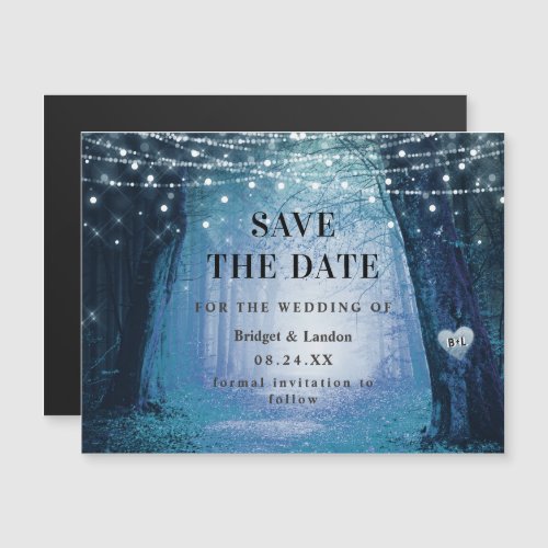 Fairytale Enchanted Forest Blue Save The Date Magnetic Invitation
