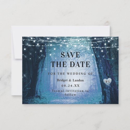 Fairytale Enchanted Forest Dark Blue Save The Date