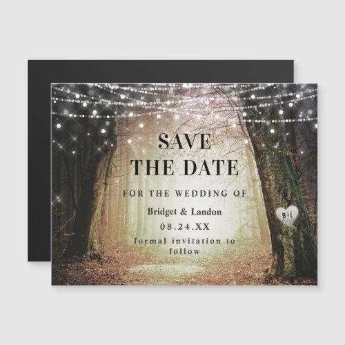 Fairytale Enchanted Forest Golden Save The Date Magnetic Invitation