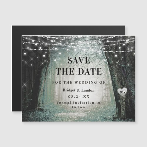 Fairytale Enchanted Forest Green Save The Date Magnetic Invitation
