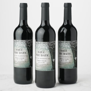 Fairytale Enchanted Forest Green Save The Date Wine Label