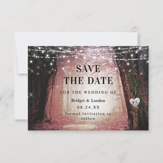 Fairytale Enchanted Forest Pink Save The Date (Front)