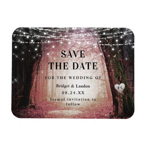 Fairytale Enchanted Forest Pink Save The Date Magnet