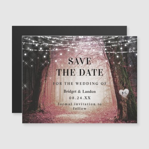 Fairytale Enchanted Forest Pink Save The Date Magnetic Invitation