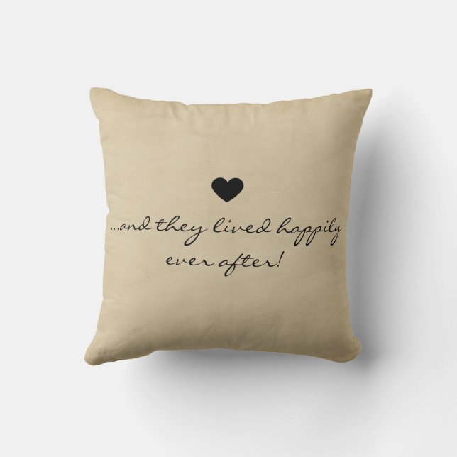 Fairytale Ending Medieval Aged Scroll Wedding Throw Pillow (Back)