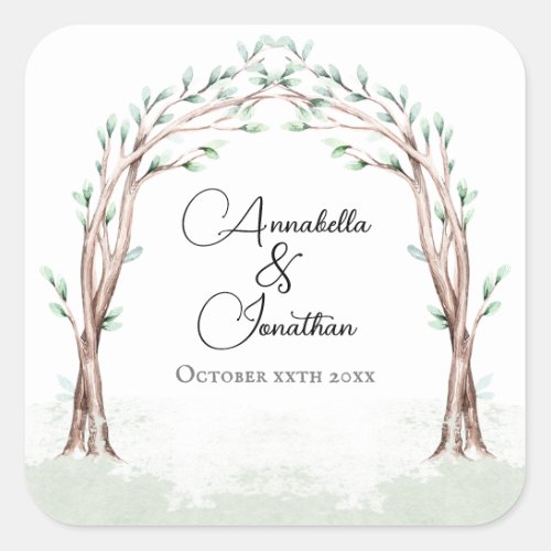 Fairytale Entrance to Forest Wedding Square Sticker