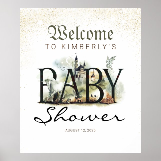 Fairytale Fantasy Baby Shower Welcome Sign (Front)