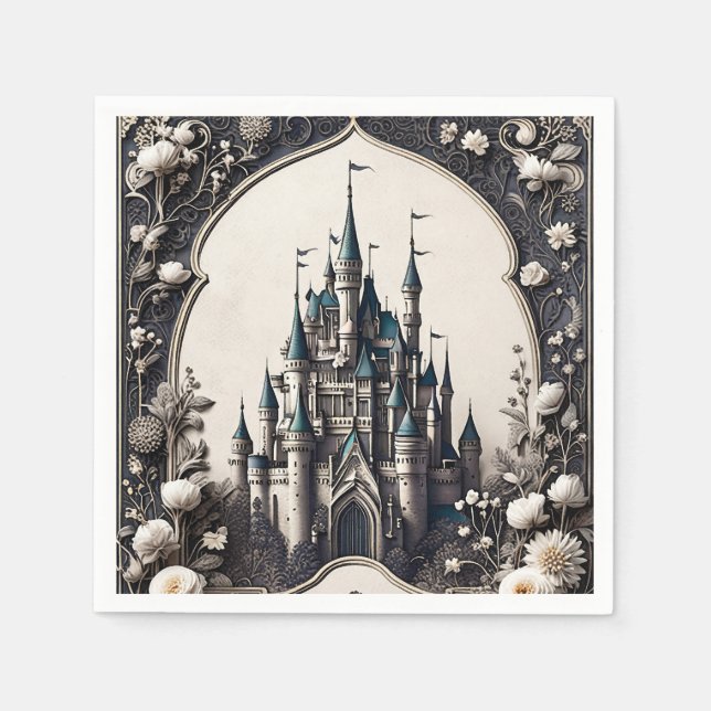Fairytale Floral Castle Napkins (Front)