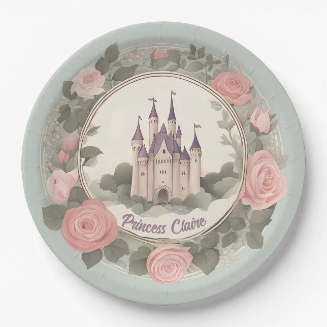 Fairytale Floral Castle Paper Plates (Front)