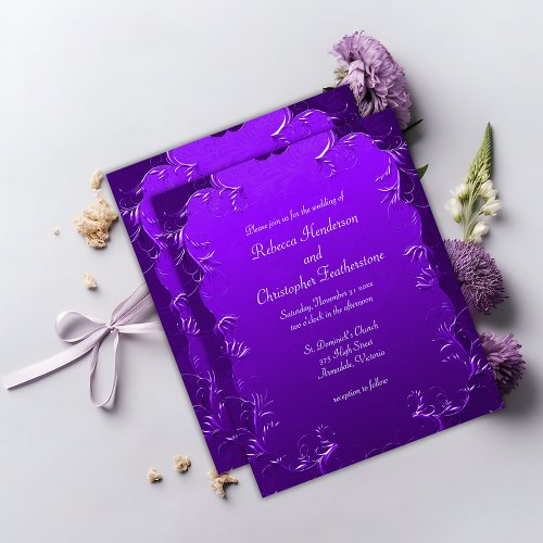 Fairytale Flourish Purple Wedding Invitation Flyer