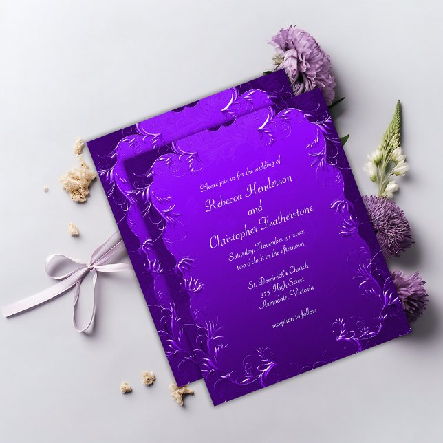 Fairytale Flourish Purple Wedding Invitation Flyer (Creator Uploaded)