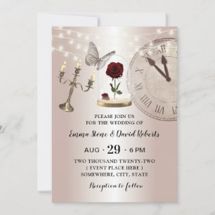 Fairytale Flower Dome Modern Rose Gold Wedding Invitation