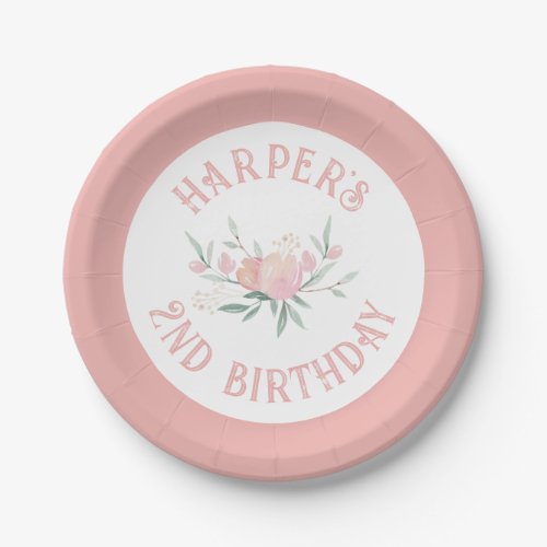 Fairytale Flowers Pink Girl Birthday Party Paper Plates