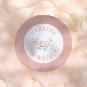 Fairytale Flowers Pink Girl Birthday Party Paper Plates