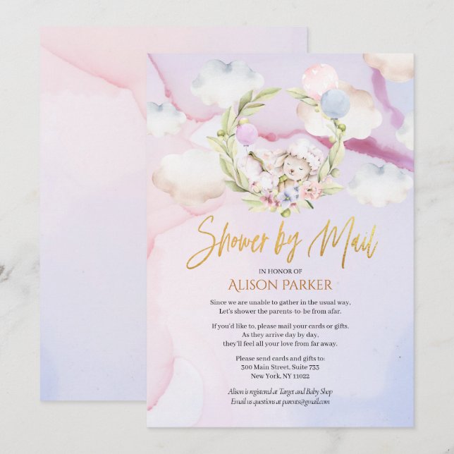 Fairytale Forest Rabbit Pink | Baby Shower By Mail Invitation (Front/Back)