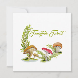 Fairytale forest watercolor set of mushrooms