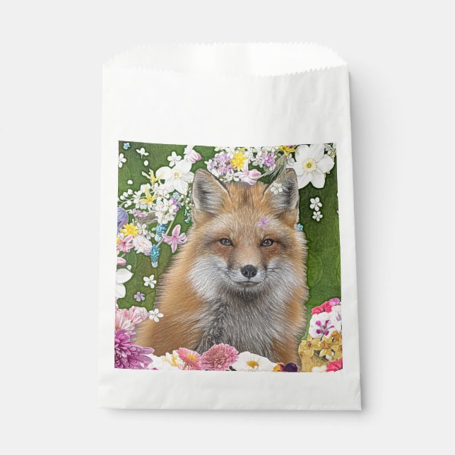 Fairytale Fox in Field of Flowers Favor Bag (Front)