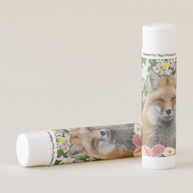 Fairytale Fox in Field of Flowers Lip Balm (Front)