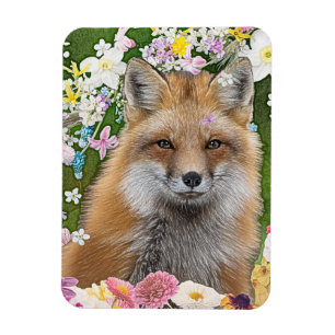 Fairytale Fox in Field of Flowers Magnet