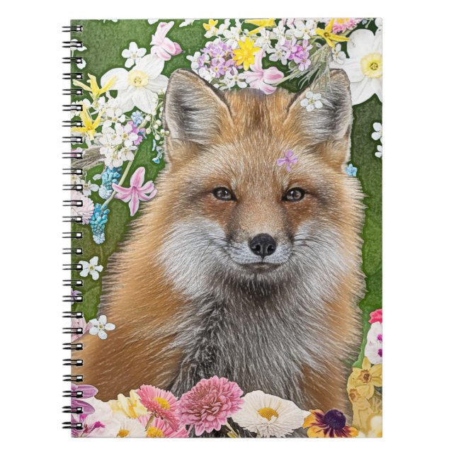 Fairytale Fox in Field of Flowers Notebook (Front)