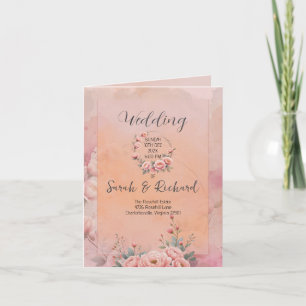 Fairytale Garden Blush Pink Folded Wedding Program