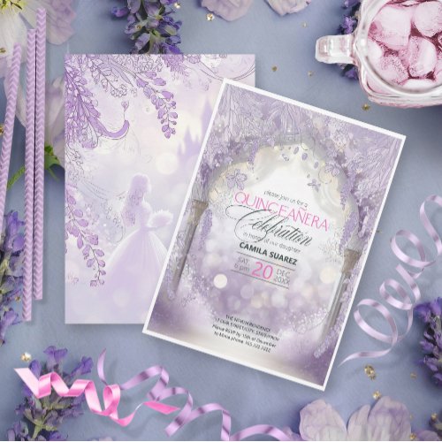 Fairytale Garden Quinceanera LavenderLilac ID1030 Invitation