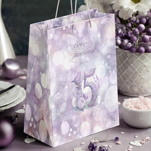 Fairytale Garden Quinceanera LavenderLilac ID1030 Medium Gift Bag