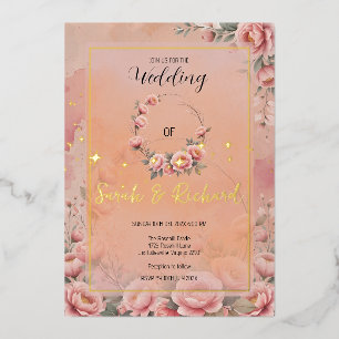 Fairytale Garden Sparkle Wedding Invitation Foil Invitation