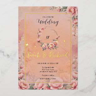 Fairytale Garden Sparkle Wedding Invitation Foil Invitation