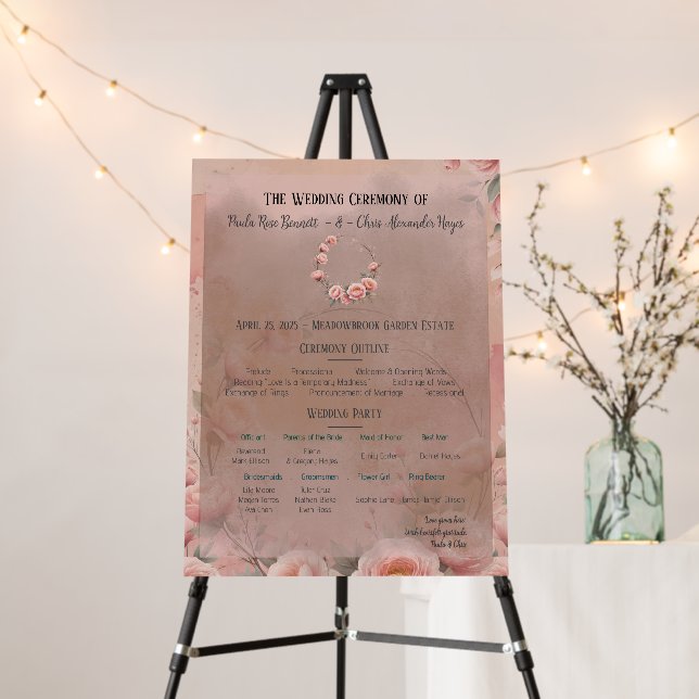 Fairytale Garden Wedding Program Sign (In Situ (Stand))