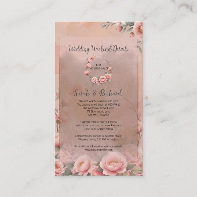 Fairytale Garden Wedding Weekend Info Enclosure Card (Front)