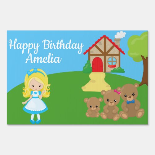 Fairytale Goldilocks and Three Bears Birthday Yard Sign