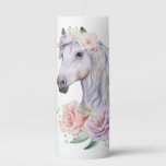 Fairytale Horse with Floral Bouquet Pillar Candle
