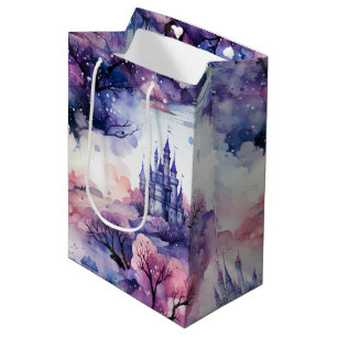 Fairytale in Fairyland Dark Blue Purple and Pink Medium Gift Bag