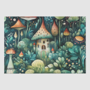 Fairytale in Fairyland Mushroom House Green Orange Tissue Paper
