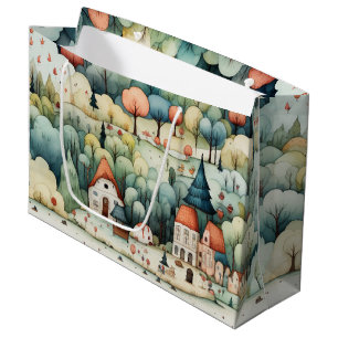 Fairytale in Fairyland Village Green and Orange Large Gift Bag