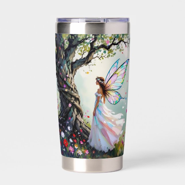 Fairytale Inspired Fairy and Whimsical Tree Insulated Tumbler (Front)