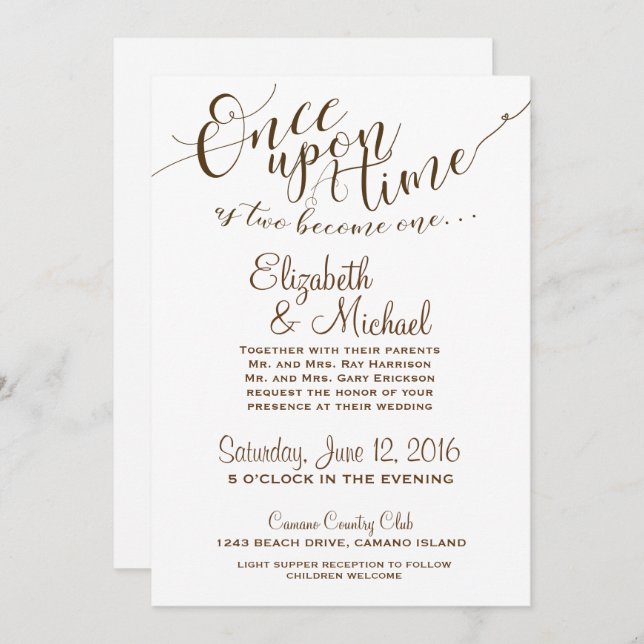 Fairytale Invitation Once Upon A Time - White (Front/Back)