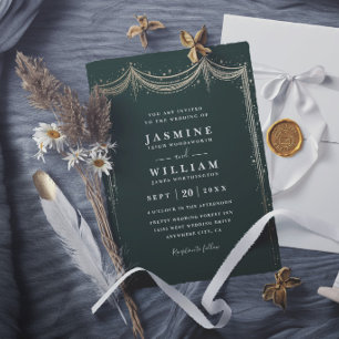 Fairytale Luxury Gold Elegant Modern Chic Wedding Invitation