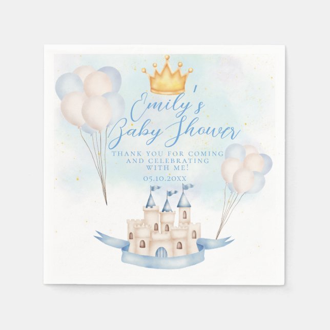  Fairytale magic Castle Crown party Baby Shower Napkins (Front)
