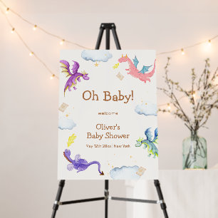 Fairytale Magic Dragon Baby Shower Welcome Sign 