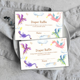 Fairytale Magic Dragon Diaper Raffle Baby Shower  Enclosure Card
