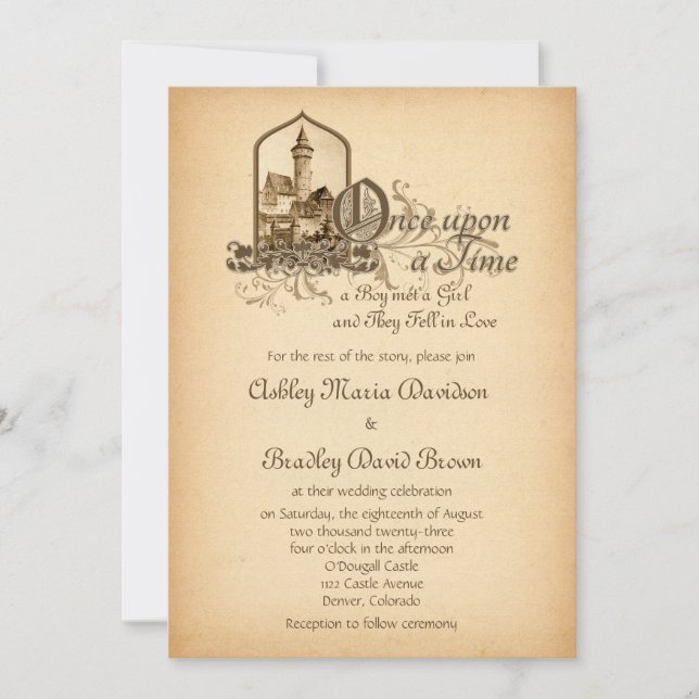 Fairytale Medieval Castle Once Upon Wedding Invitation (Front)